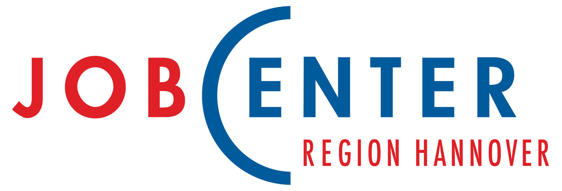 Logo of Job Center Region Hannover featuring red and blue text with a circular design.