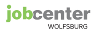 Logo of Jobcenter Wolfsburg featuring the word 'jobcenter' in gray and green with 'Wolfsburg' below it.