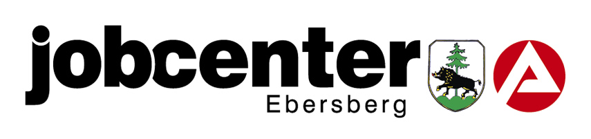 Logo of Jobcenter Ebersberg featuring text and symbols representing the organization.